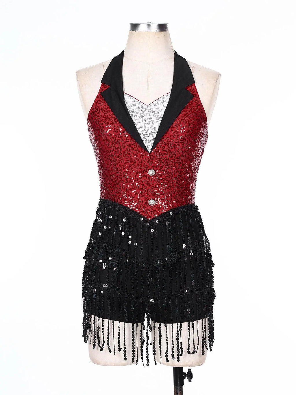Women's Sequin Dance Dress – Shiny Sleeveless Latin Jazz Tango Salsa Leotard Bodysuit Outfit