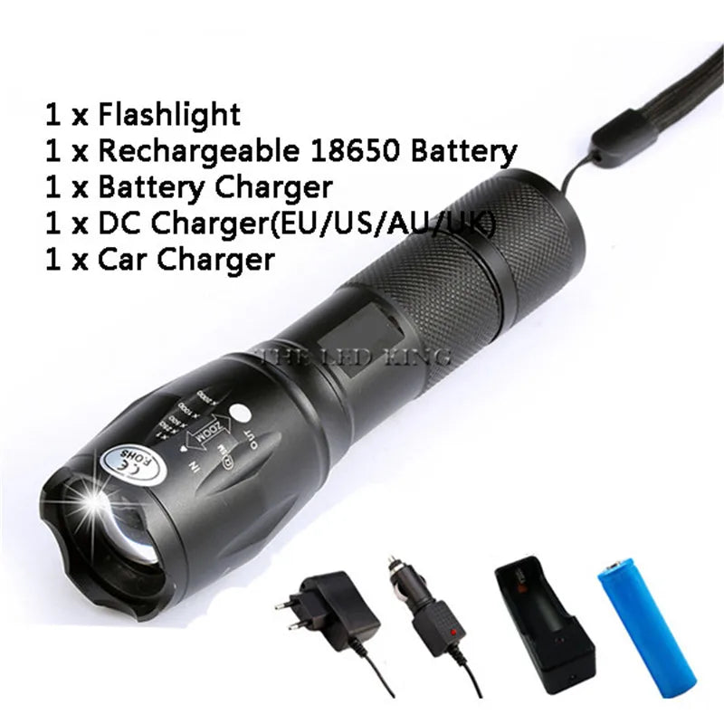 XM-L2 10000LM Zoomable CREE LED Flashlight – Waterproof Tactical Torch for 18650/26650
