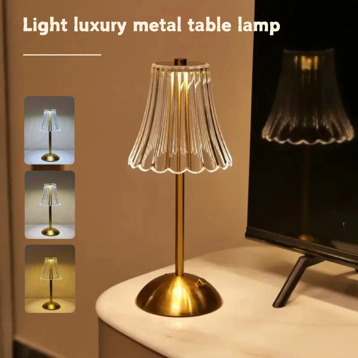 Crystal-Style Table Lamp – Rechargeable Touch Light
