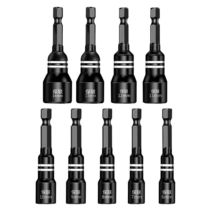 Magnetic Hex Shank Nut Driver Set — Power Tool Bit Adapter for Drill & Impact Driver