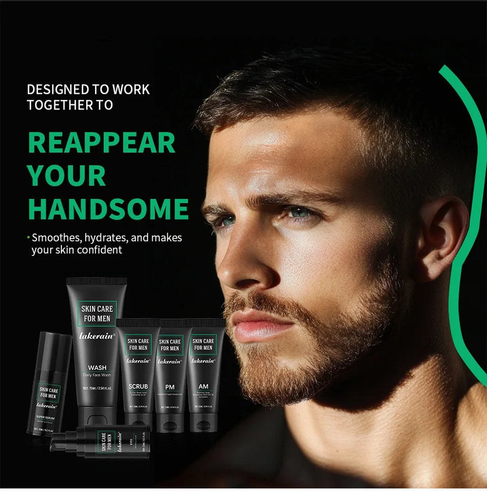 Men's 3-in-1 Daily Skin Care Kit – Face Wash, Moisturizing Cream & Eye Cream for Anti-Aging & Oil Control