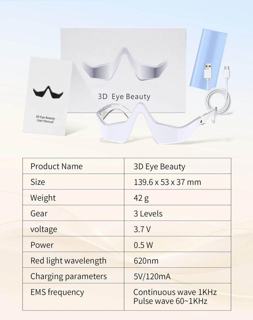 3D EMS Eye Massager with 620nm Red Light – Microcurrent Eye Care & Skin Beauty Device by SUYZEKO