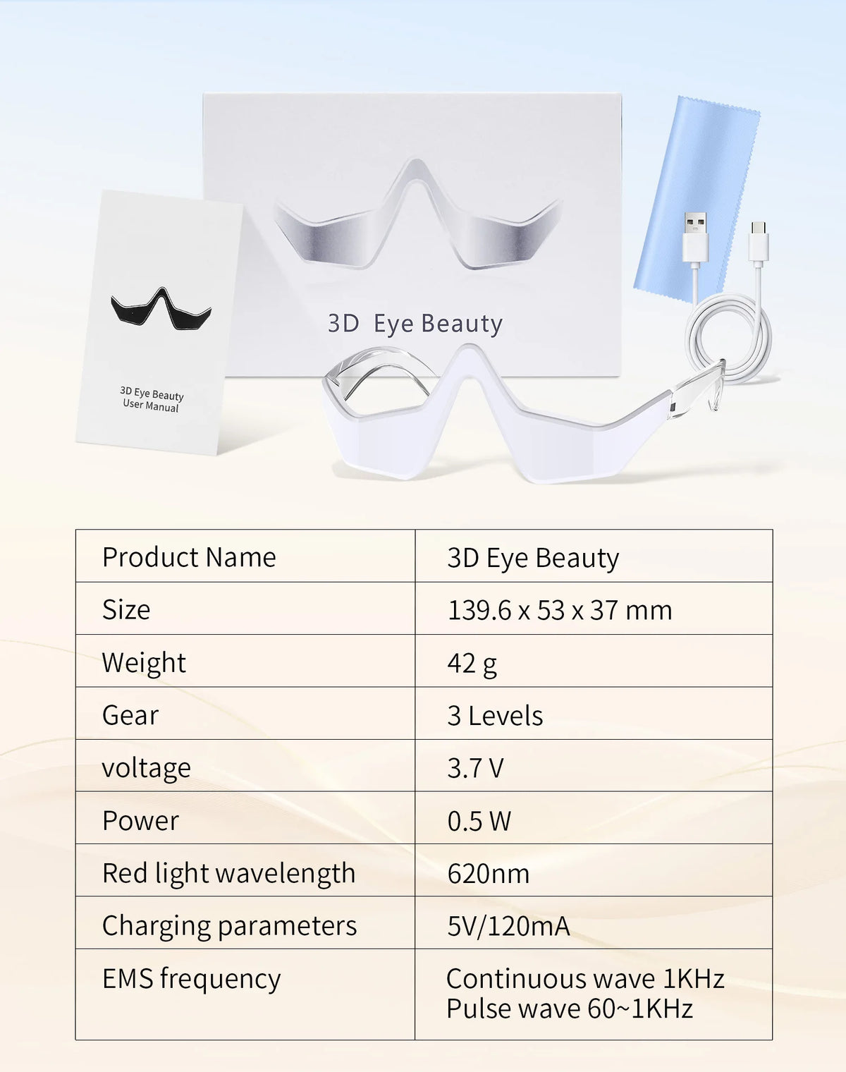 3D EMS Eye Massager with 620nm Red Light – Microcurrent Eye Care & Skin Beauty Device by SUYZEKO