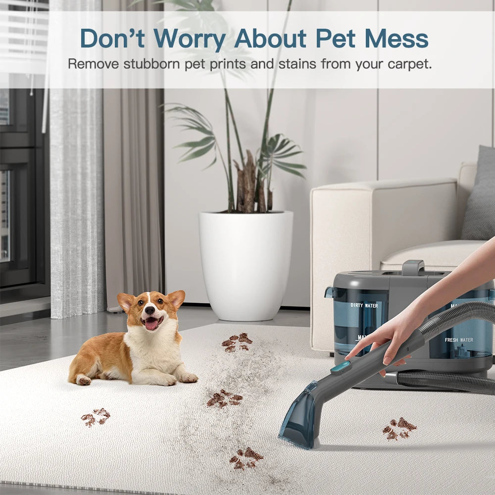 PrettyCare PC808 Cordless Carpet & Spot Vacuum Cleaner — 1.4m Hose, 30-Min Runtime, Wet Sprayer for Sofa & Car