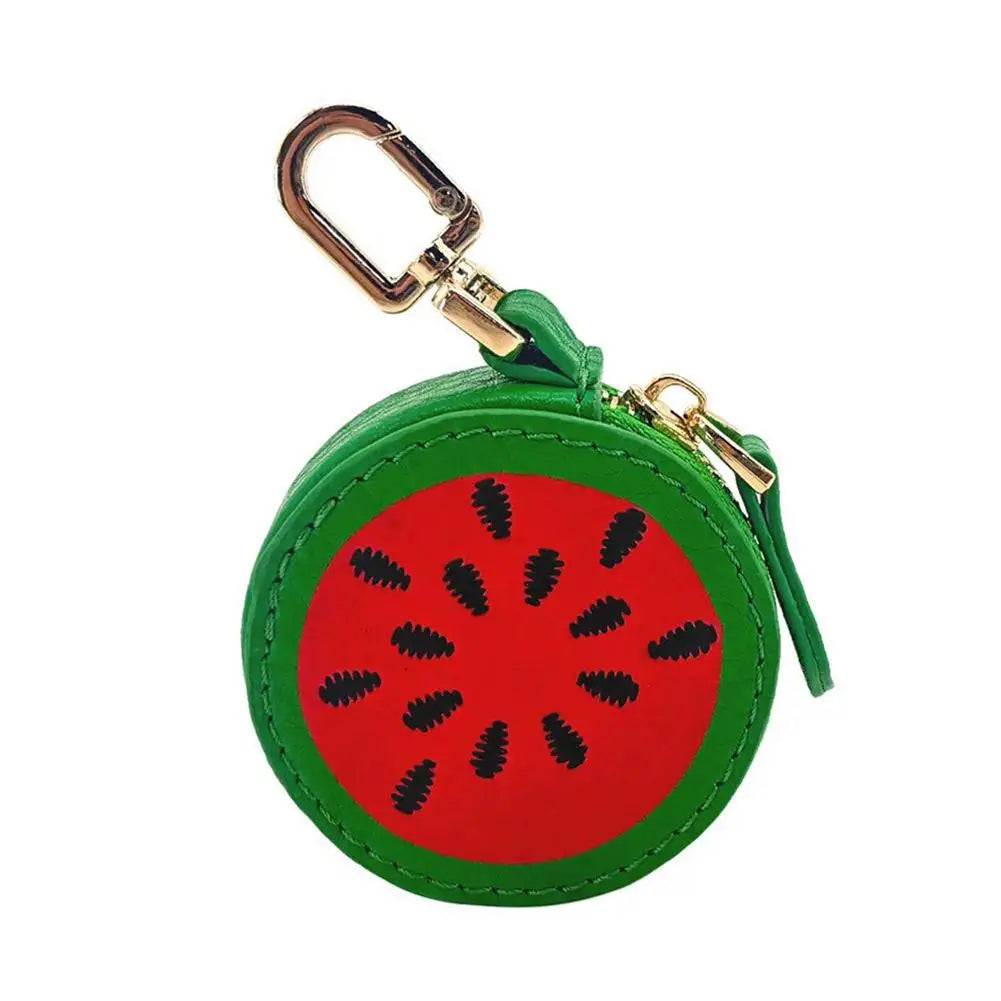 Cute Fruit Shape Leather Coin Purse – Mini Zipper Earphone Bag, Keychain Pendant Wallet for Women & Girls