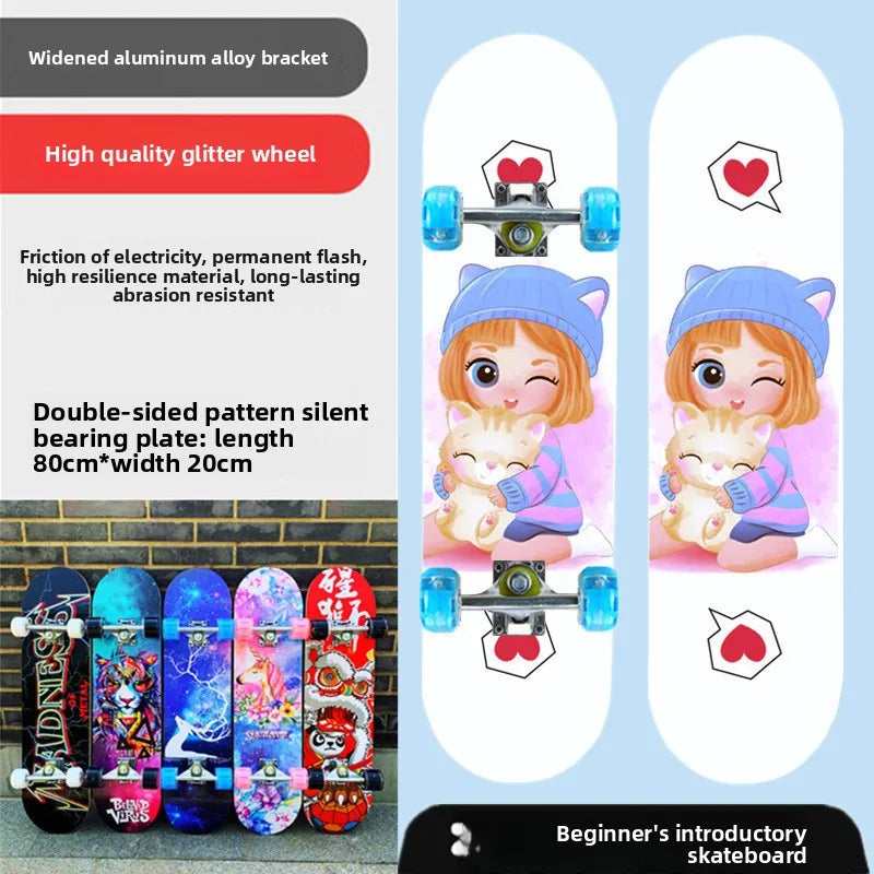 Pro All-Terrain Complete Skateboard – Aluminum Alloy & Carbon Fiber Deck, Beginner Longboard for Kids & Adults