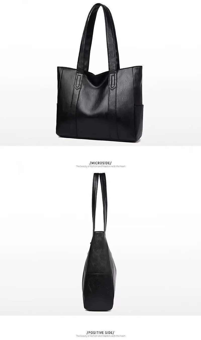 Vintage Large Capacity Shoulder Bag – Plain Commuter Handbag for Women