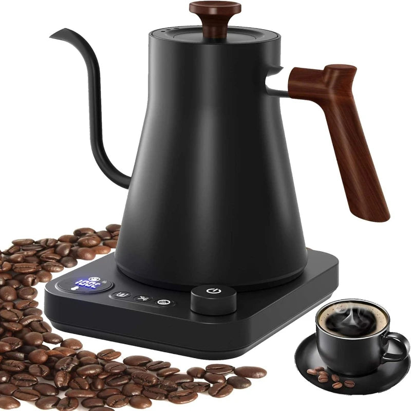 900ml Electric Gooseneck Kettle – 1200W, Stainless Steel, Temperature Control for Coffee & Tea