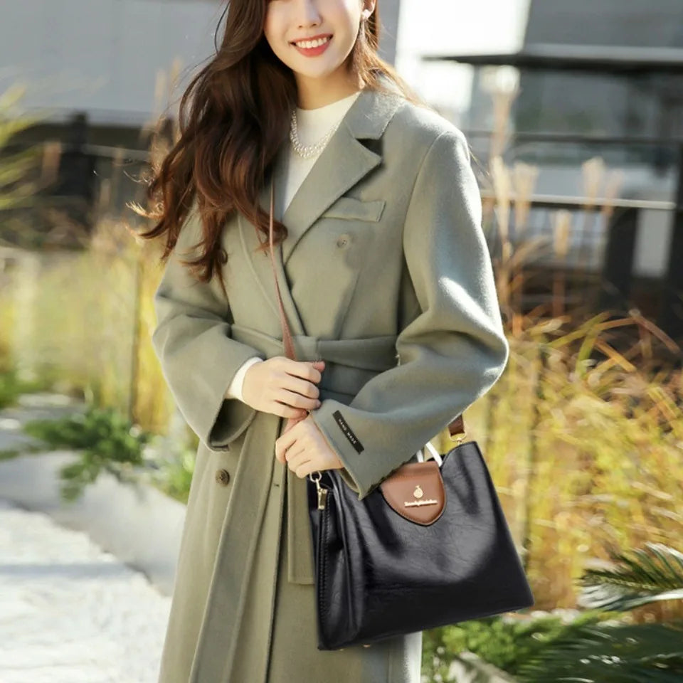 Genuine Leather Luxury Tote Shoulder Bag – High Quality Designer Crossbody Handbag for Women