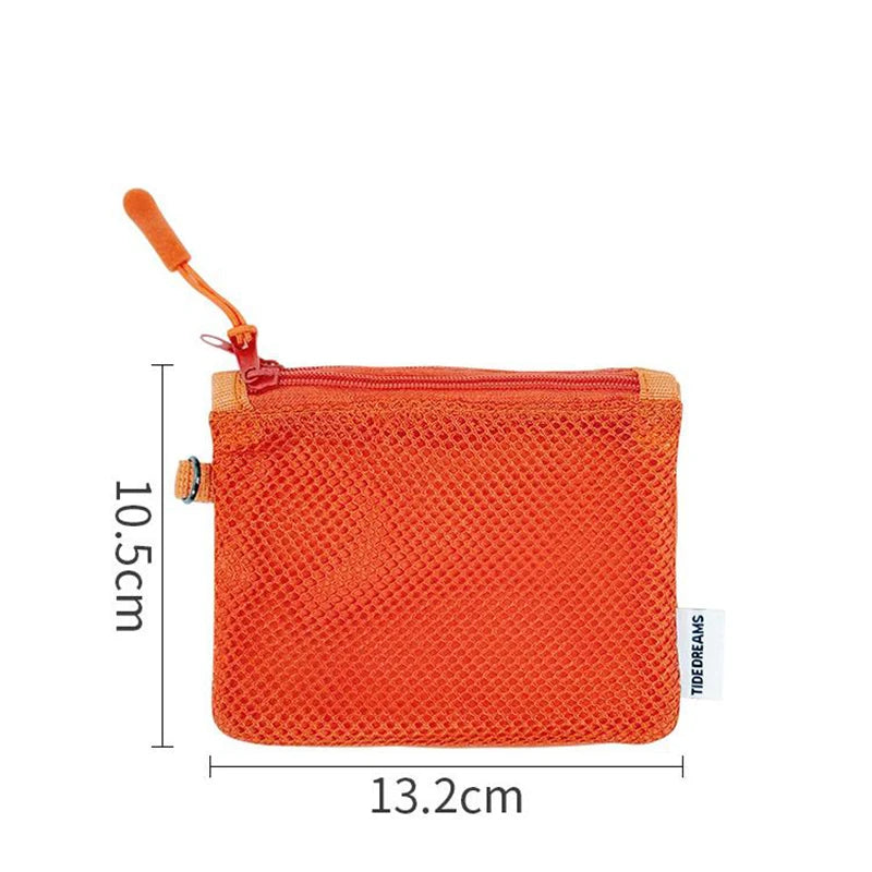 Travel Makeup Storage Bags New Mesh Coin Purse Simple Portable Mini Bag Multi-purpose Square Bag Double-layer Zipper Card Holder