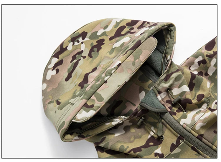 Men's Soft Shell Tactical Fleece Hooded Jacket