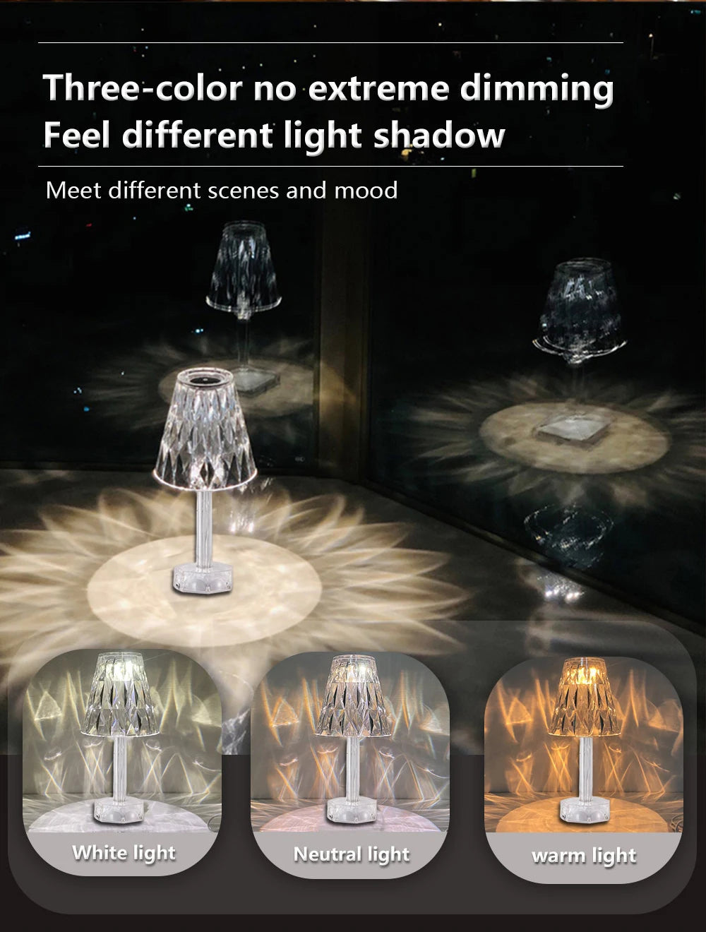 Crystal Night Light – Touch-Control LED Accent