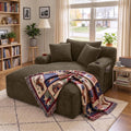 66-Inch Corduroy Chaise Lounge with 3 Pillows