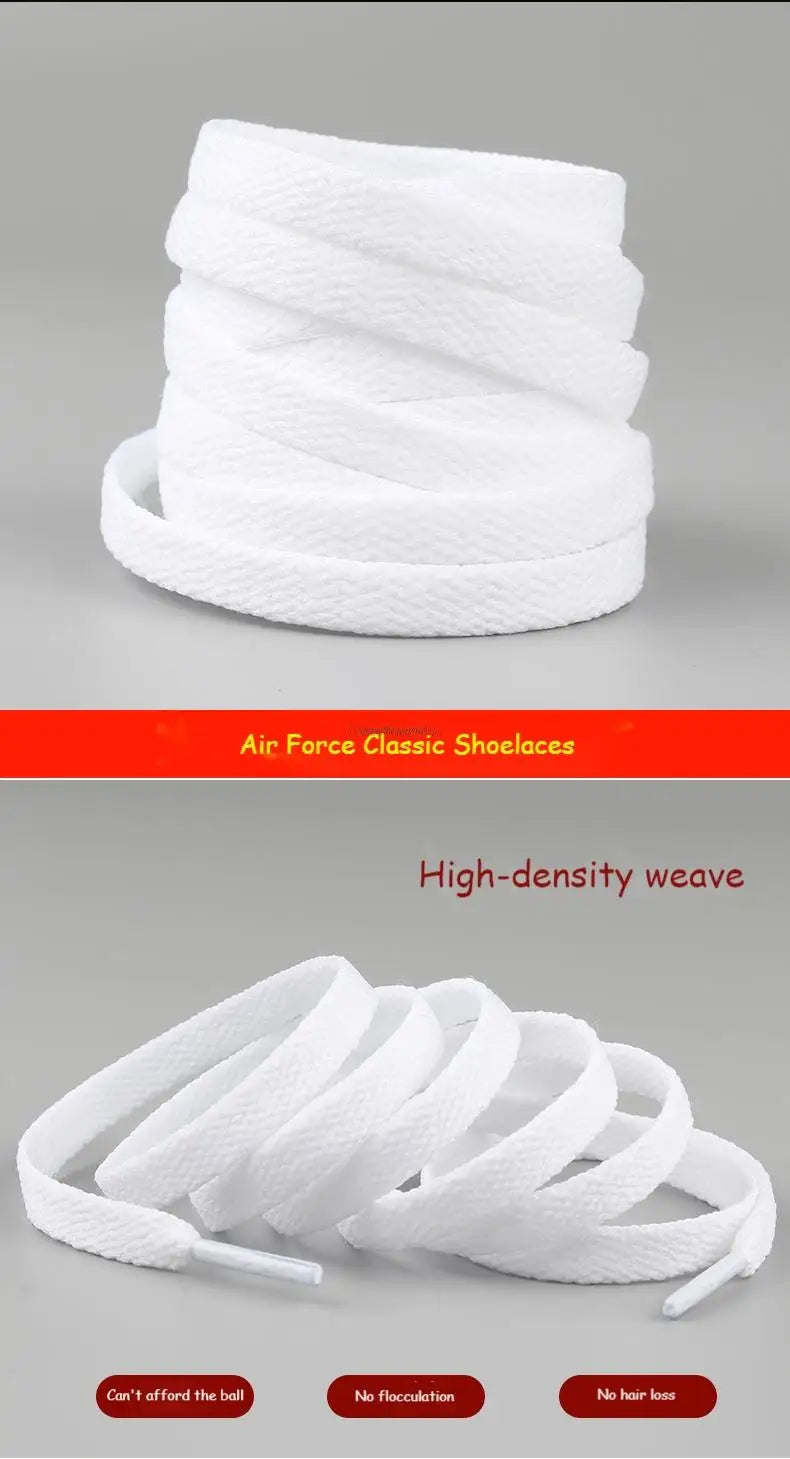 AF1 Shoelaces Combination Set — White Flat Laces & Shoe Decoration for Air Force One Sneakers
