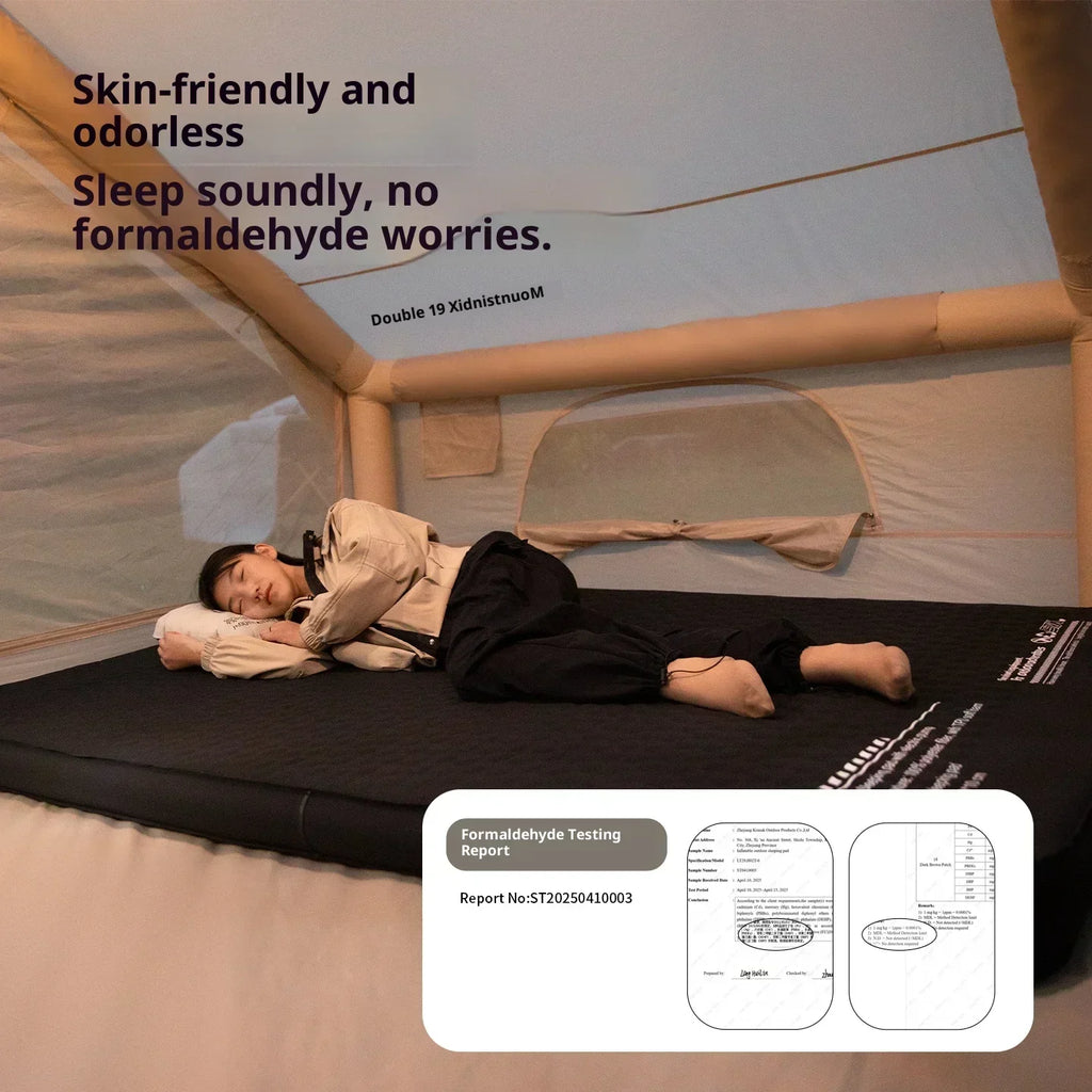 Thickened Sponge Camping Mattress – Portable Outdoor Pad with Integrated Air Pump, Self-Inflating