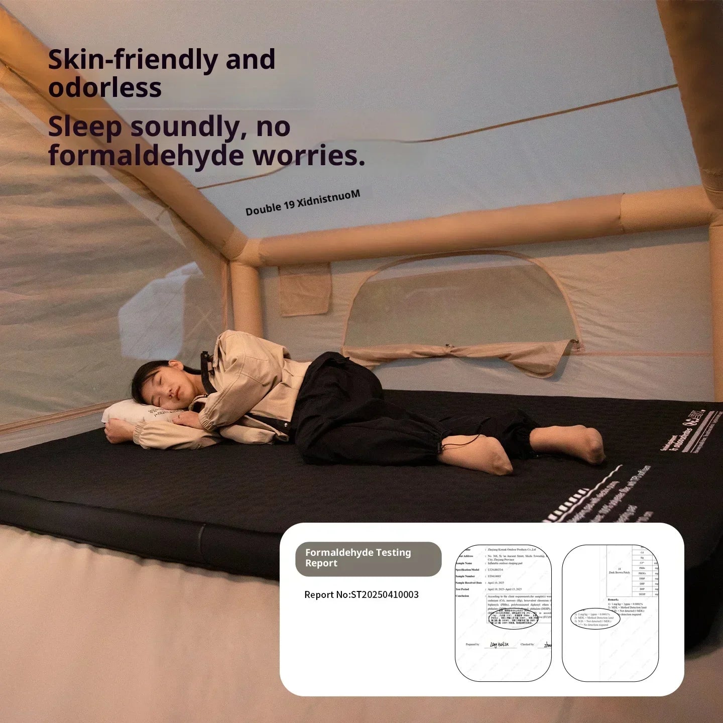 Thickened Sponge Camping Mattress – Portable Outdoor Pad with Integrated Air Pump, Self-Inflating