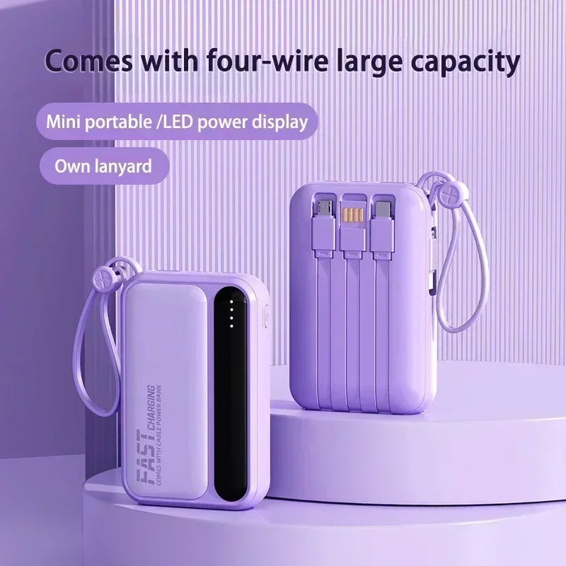 VIVO 500000mAh Power Bank – Built-in 4 Cables Super Fast Charging Portable External Battery 2026