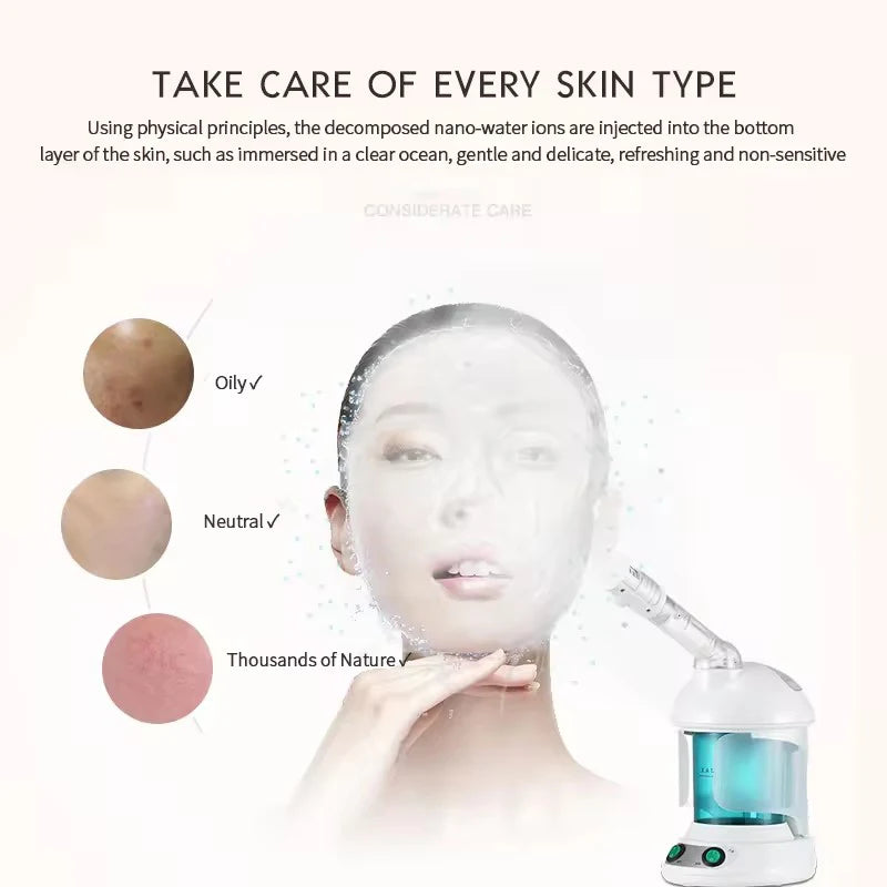 Ozone Facial Steamer & Cold Mist Sprayer – 3-in-1 Hot Steam, Cold Mist & Hair Baking Oil Spa Beauty Device