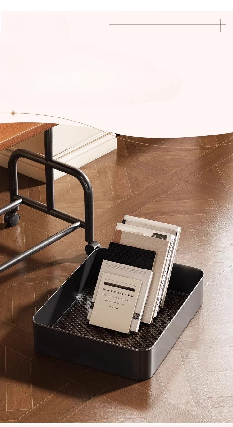 Rolling Laptop Desk & Sofa Side Table with Storage Basket