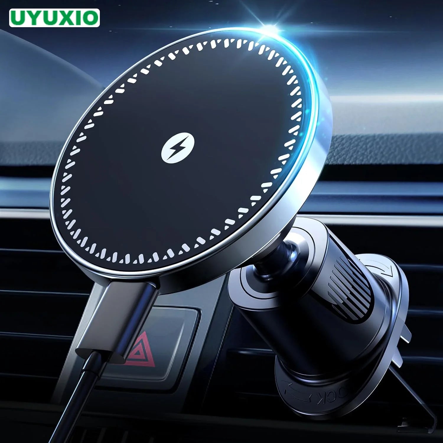 UYUXIO Strong Magnetic Wireless Car Phone Charger — MagSafe Compatible Dashboard Mount