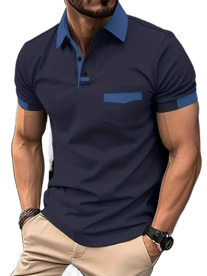 Men's Short Sleeve Polo Shirt with Pocket — Classic Casual Polo