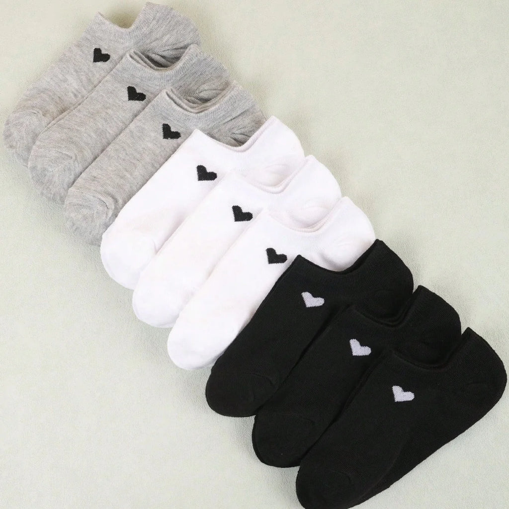 Women's Heart No-Show Socks – Stretch Knit
