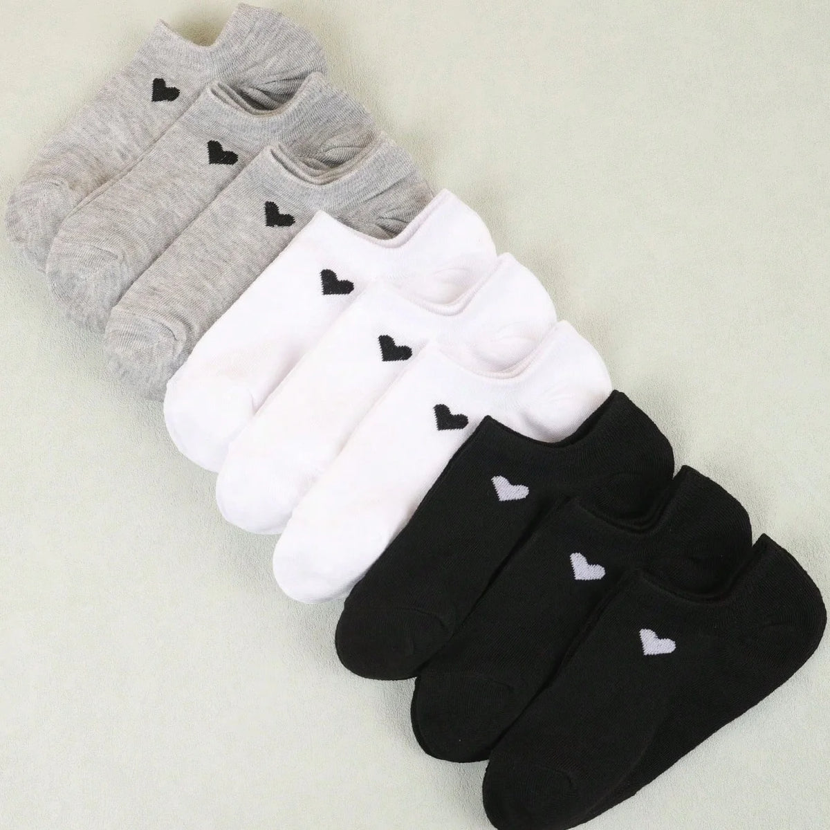 Women's Heart No-Show Socks – Stretch Knit