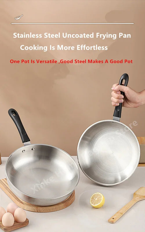 Stainless Steel Wok – Uncoated 24cm & 26cm Frying Pan