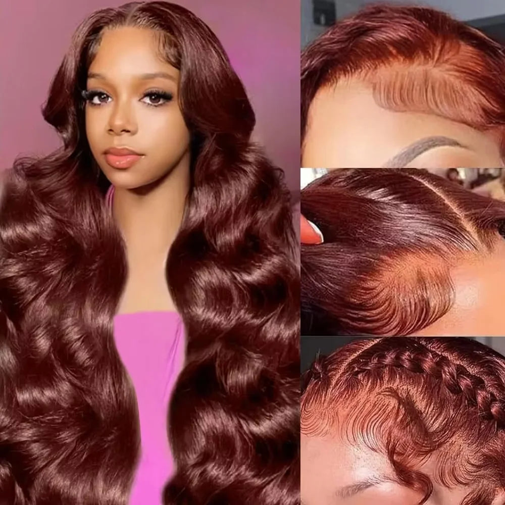 Reddish Brown Body Wave Glueless Wig | 250% Density 7x5 13x4 13x6 HD Lace Pre-Cut Wear & Go Human Hair