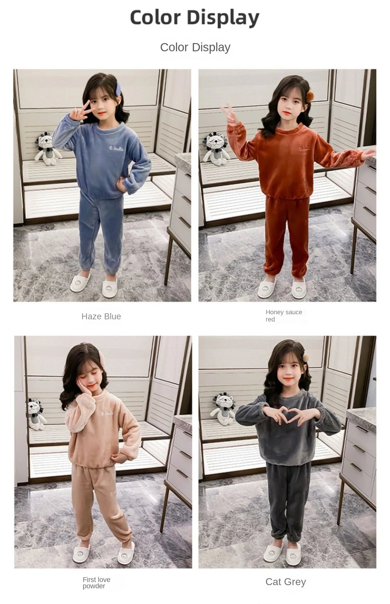 Kids' Coral Fleece Warm Pajama Set | Toddler Fall Winter Sweatshirt & Pants Flannel Sleepwear