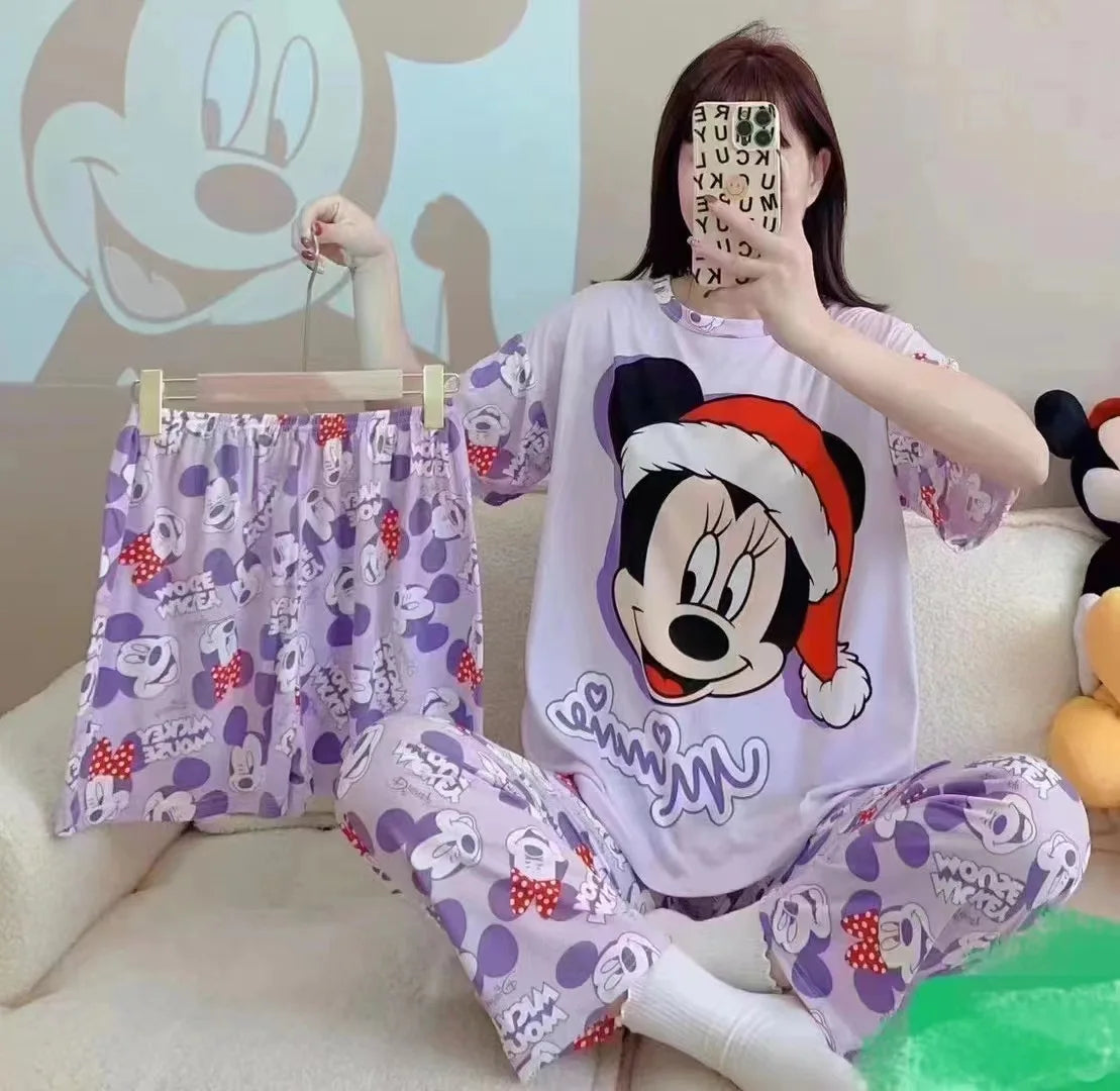 Women's New Three-piece Pajamas Homewear Set of Sweet Pajamas Cartoon Leisure Women's Homewear Pajamas Set