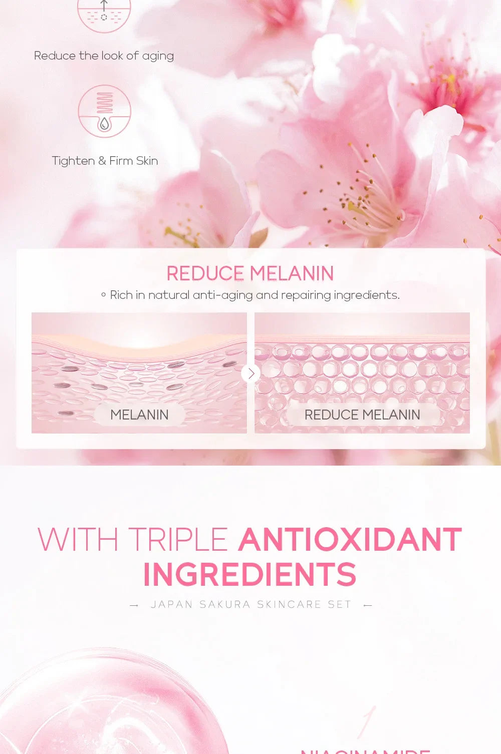 LAIKOU Sakura 5-Piece Korean Skincare Gift Set — Moisturizing & Brightening Routine