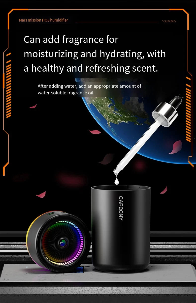 280ml Aroma Diffuser & Air Humidifier — Colorful LED Atmosphere Light, Silent, for Home & Car