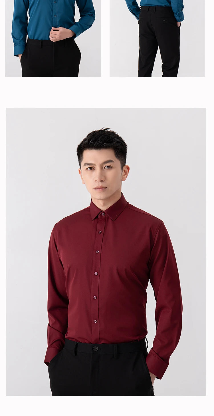 Men's Slim Fit Long Sleeve Business Shirt — Tailored Formal Dress Shirt
