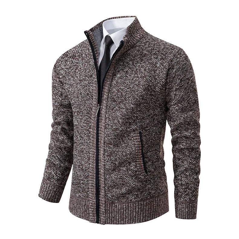 Men's Fleece Zip Cardigan Jacket — Warm Casual Layering Piece