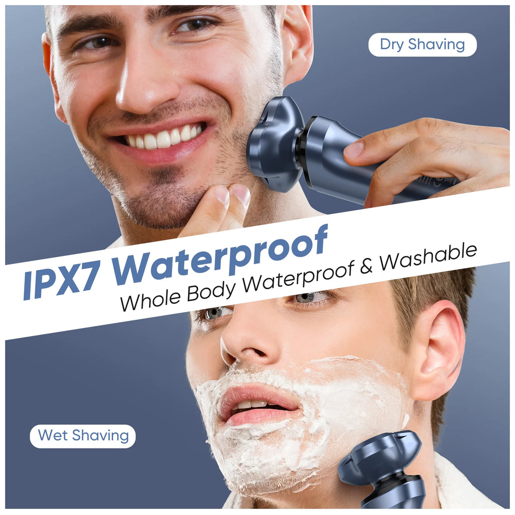 SEJOY 5-in-1 Rotary Electric Shaver for Men – IPX7 Waterproof, 90-Min Runtime, USB Fast Charge