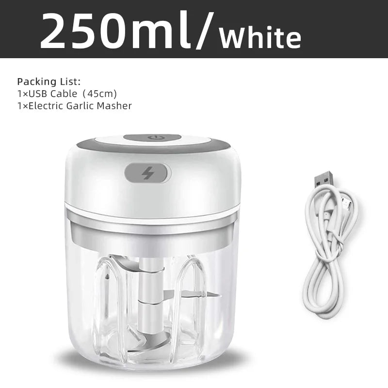MYVIT USB Electric Mini Food Chopper — 30W Portable Garlic Masher & Vegetable Chopper, 250ml BPA-Free