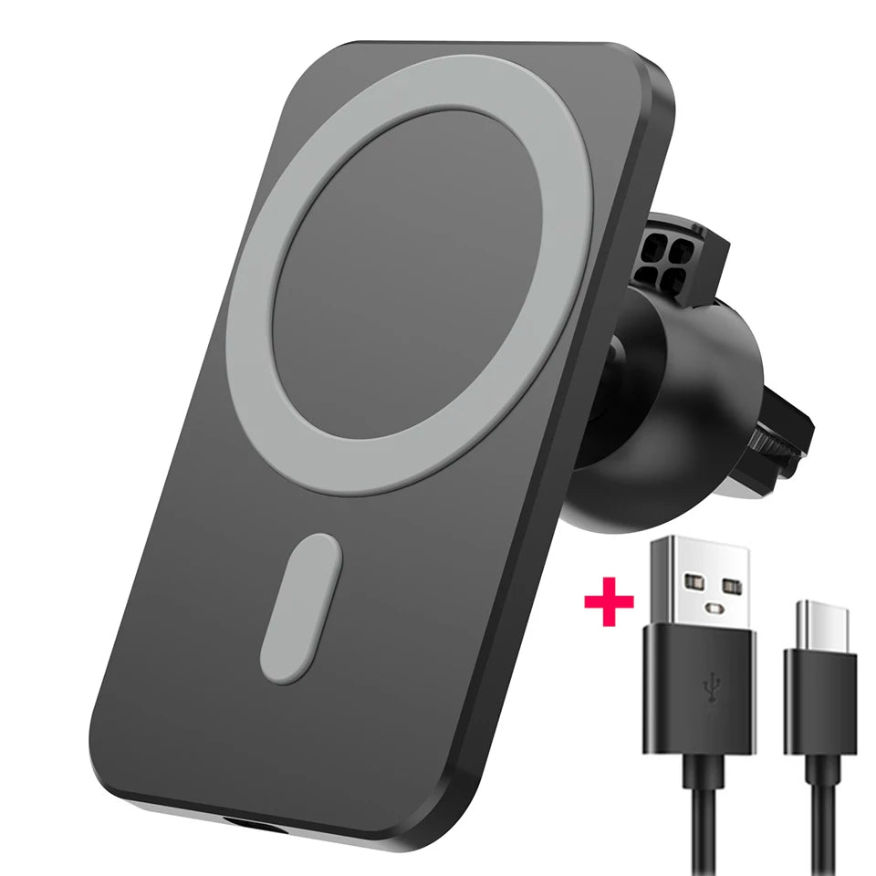 30W Magnetic Car Wireless Charger Phone Holder – MagSafe Compatible for iPhone 12–17, Qi Devices