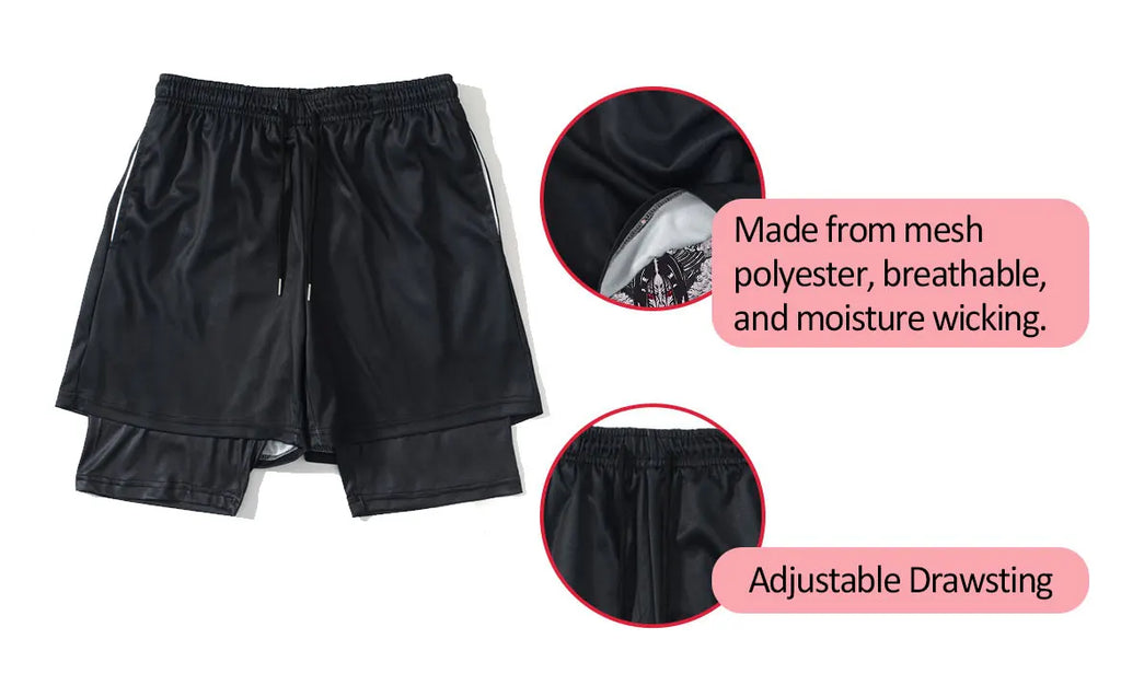 Anime Jujutsu Kaisen 3D Compression Shirt & Gym Shorts – Quick Dry Running Workout Sportswear
