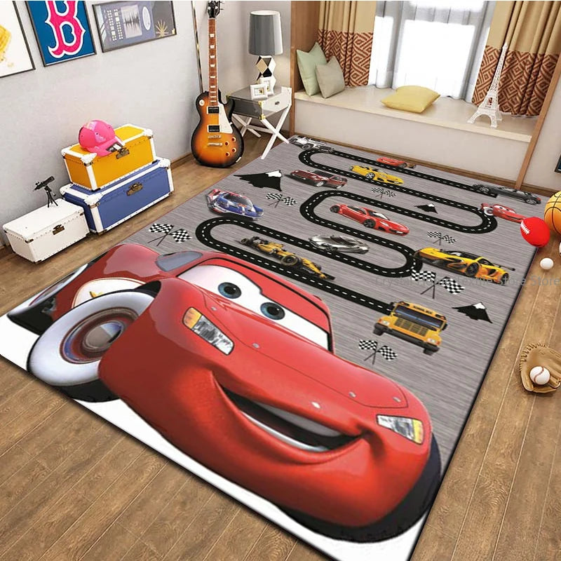 Cars McQueen Road Rug – Kids Motorway Play Mat for Living Room, Nursery & Kids Room