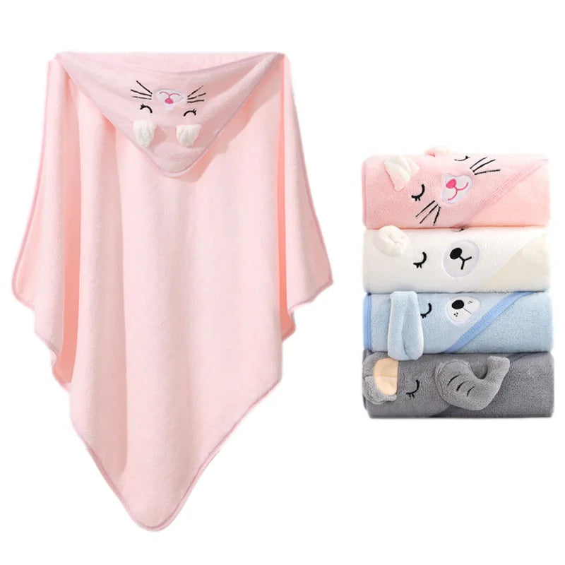 Cartoon Animal Hooded Baby Bath Towel – Soft Newborn Bathrobe & Swaddle Wrap for Boys & Girls