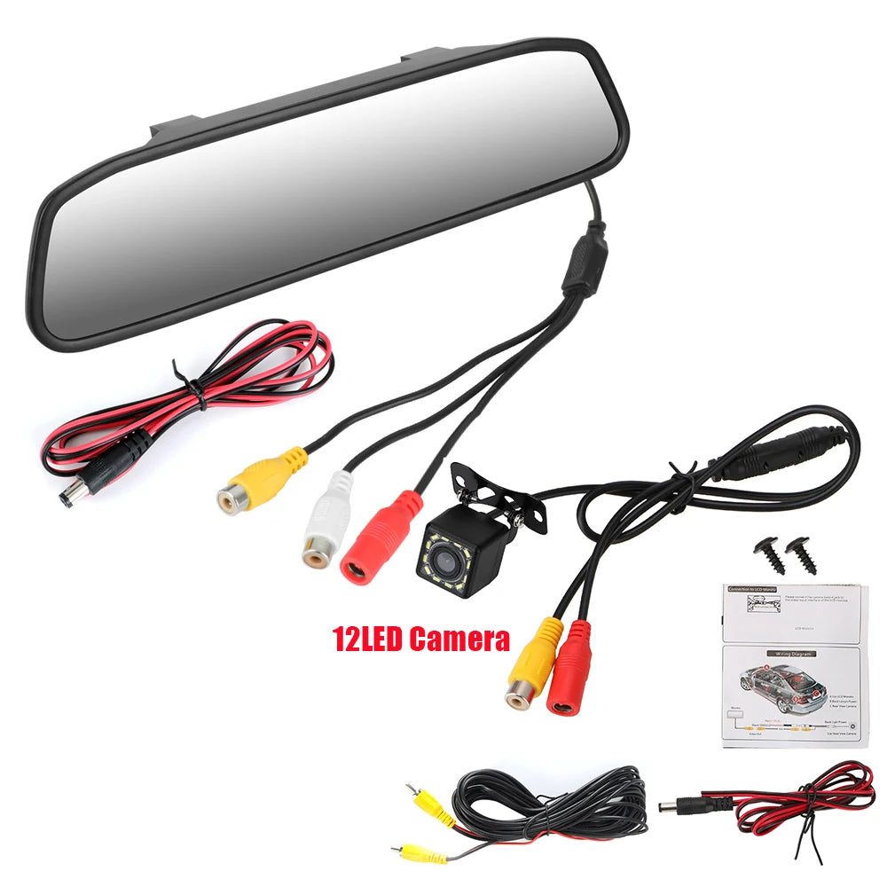4.3" HD Car Rear View Mirror Parking Monitor — Backup Camera Display