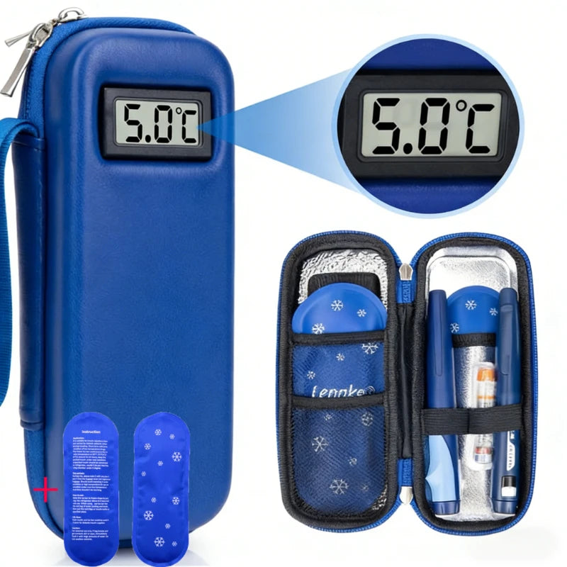 Insulin Cooler Travel Case with Thermometer Display – Waterproof Diabetic Medicine Organizer Bag
