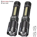1000 Lumen LED Flashlight with COB Side Lamp – Type-C Rechargeable, 7 Modes, IPX5 Waterproof