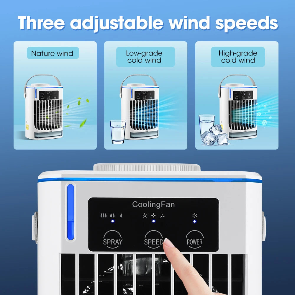 Portable Desktop Air Cooler Fan – Rechargeable Spray Mist Cooling for Home & Office