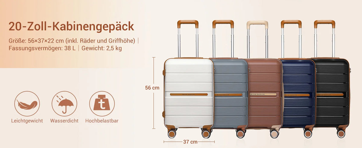 British Traveler PP Luggage – 8 Spinner Wheels & TSA Lock