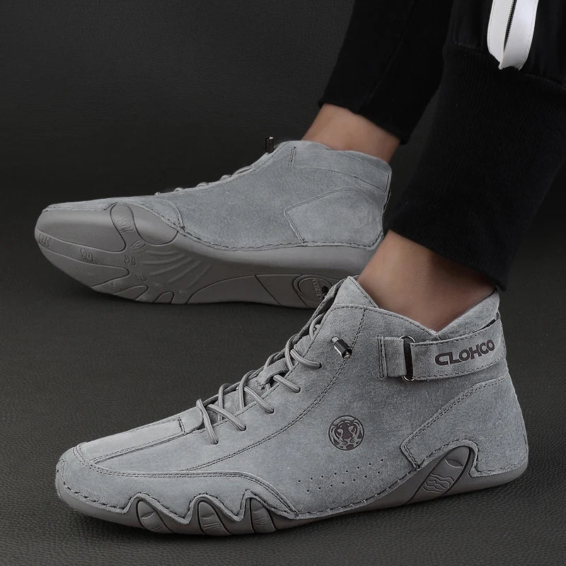 Men's Genuine Leather Lace-Up Ankle Boots