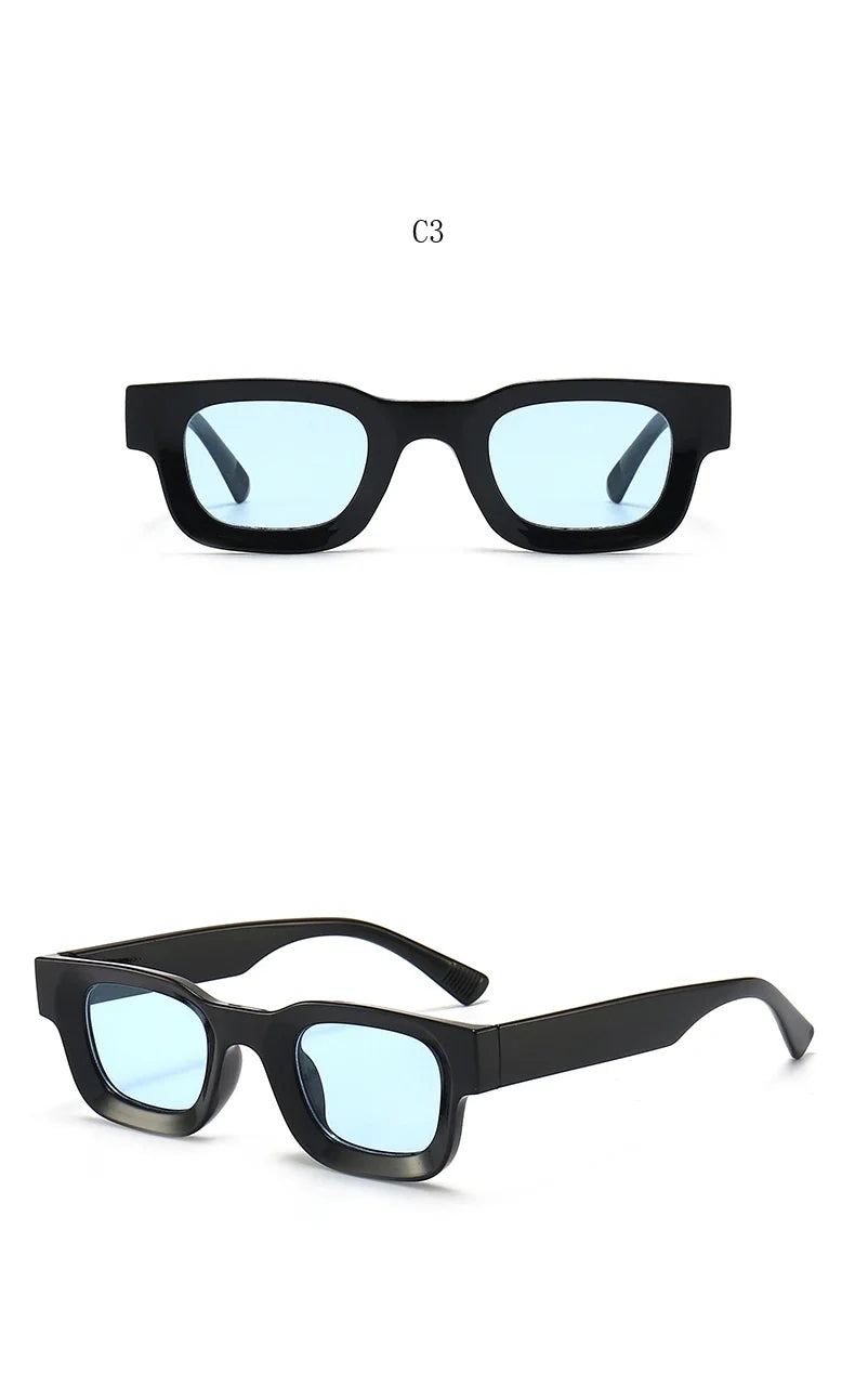 Small Rectangle Thick Frame Sunglasses | UV400 Unisex Square Shades for Men & Women