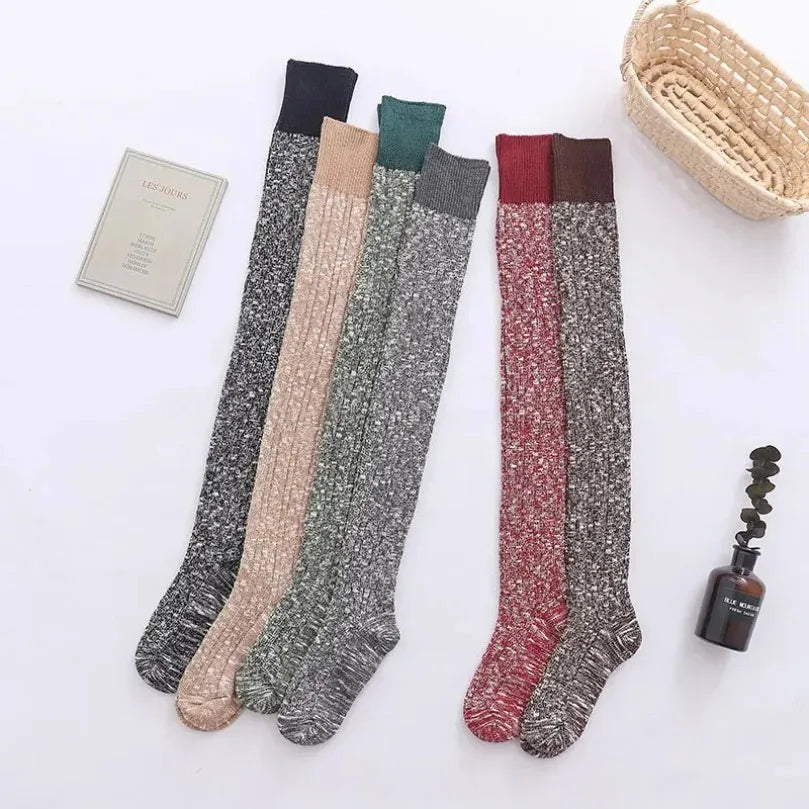 Women's Thigh-High Socks – Thick Cotton Blend