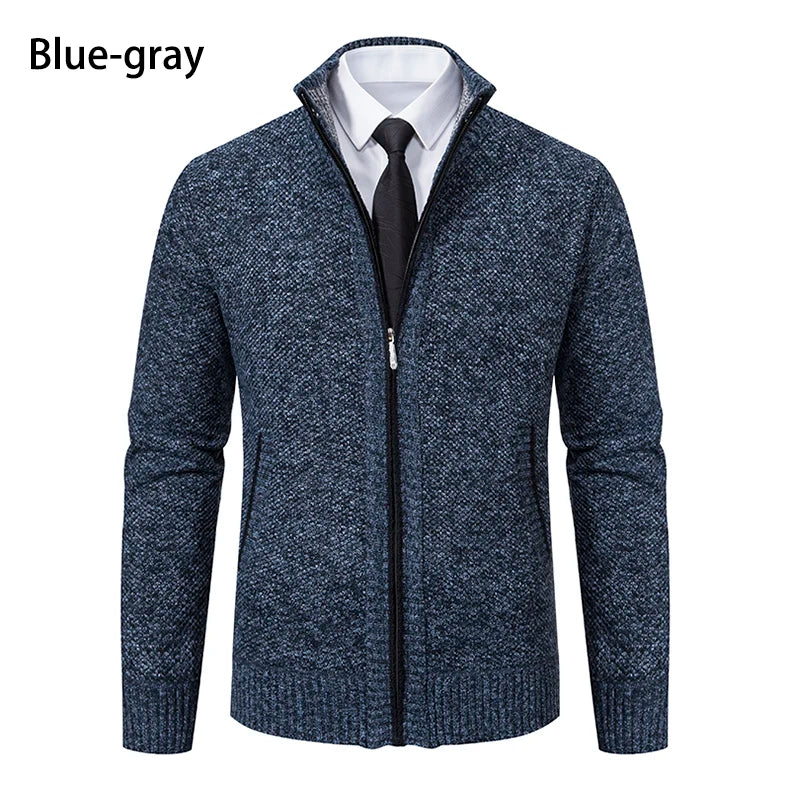 Men's Fleece Zip Cardigan Jacket — Warm Casual Layering Piece